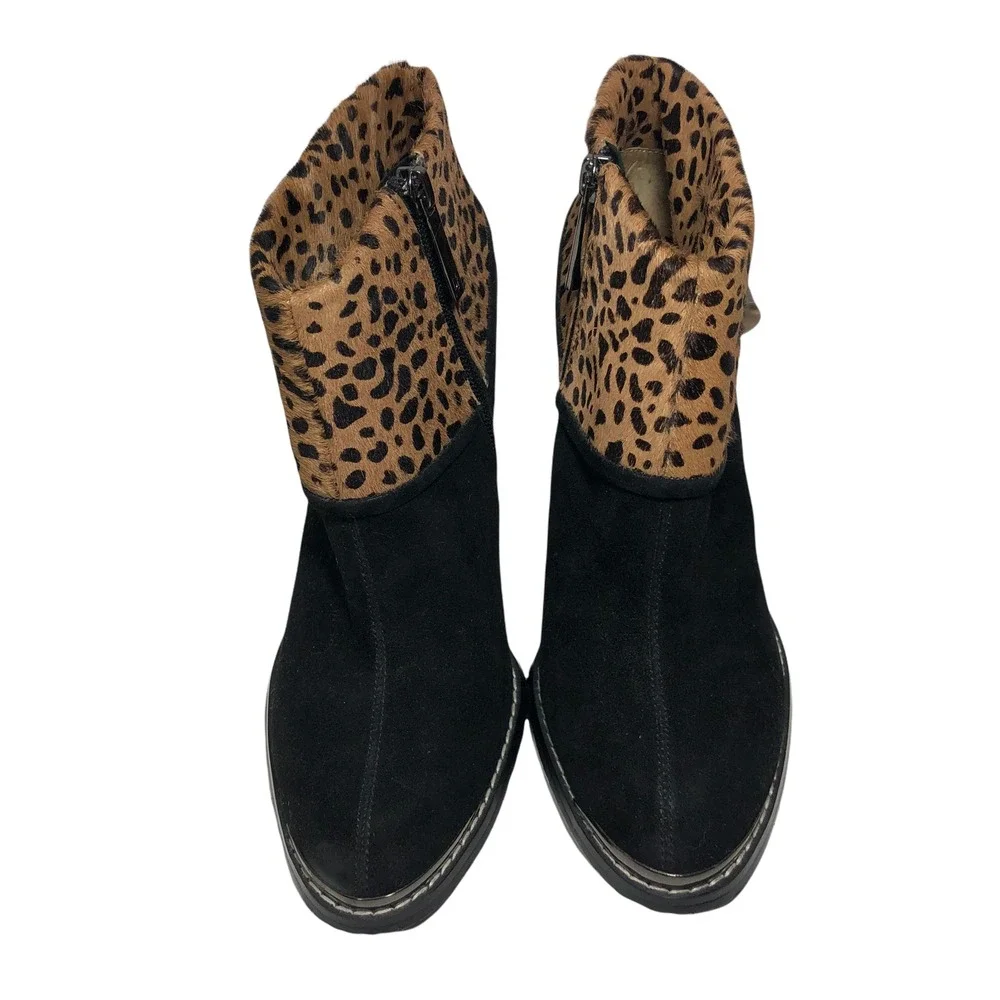 Donald J Pliner Antonia Women's Ankle Boots Cheetah Black Suede 8.5 EUC